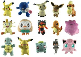 Official Pokemon Plush - Soft Toys - Pikachu,  Charmander,  Squirtle,  Eevee