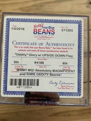 TY Beanie Babies - Glory The Bear with Upside Down Flag Certified 2