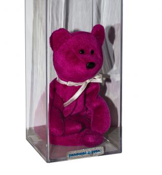 Ty Authenticated Teddy Nf Magenta (missing Tag) Beanie Baby