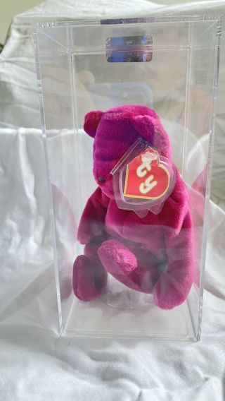 Ty Authenticated 2nd/1st Gen Teddy Old Face Magenta Beanie Baby Rare