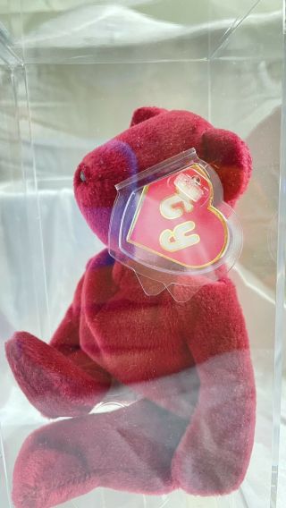 Ty Authenticated 2nd/1st Gen Teddy Old Face Cranberry Beanie Baby Rare