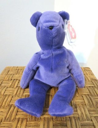 Ty Beanie Baby 2nd Gen.  Old Face Violet Teddy Very Rare & W/ Tags