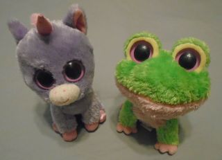 Ty Beanie Boo Kiwi The Frog (rare) & Unicorn - Beanie Boos