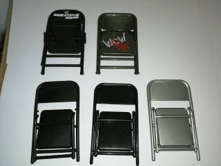 5 Wwe Jakks Mattel Toy Biz Wrestling Figure Accessories Steel Chairs