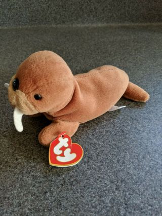 Tusk Ty Beanie Babies,  First Generation Tush And Third Generation Heart Tag