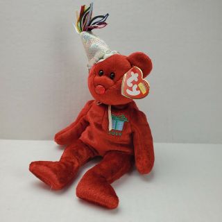 TY Beanie Babies Party Hat Birthday Bears [Lot of 7] Gem Nose Holo Tush Tag 2002 3