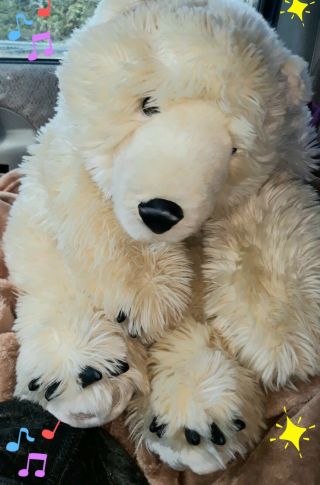 Ditz Polar Bear Stuffed Toy Hug Rug 26 " Plush Weighted Beanie Therapy Hen House