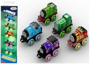 Fisher Price Thomas And Friends Minis Glow In Dark Set Of 5 Trains Ages 3,  Train