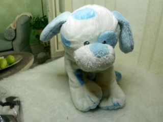 Ty Pluffies Tylux White Blue Spots Puppy Dog Stuffed Plush 2014 Baby Pups Euc