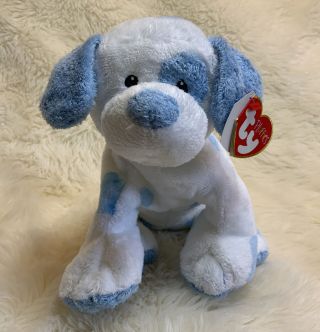 Ty Pluffies Baby Pups Blue Puppy Dog Plush 2007 Blue & White