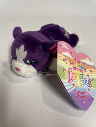 Lisa Frank Fantastic Beans Playtime Kitten Purple Cat Bean 8” Bag Plush Nwt 1998