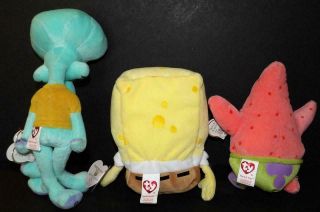 Ty Beanie Babies Spongebob Square Plush Bean Bag Toy Tags 2004 Set Of 3