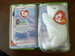 Ty Beanie Babies Chilly The Polar Bear,  Rare With Errors,  Retired Mcdonalds
