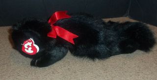 Ty Classic Licorice Black Kitty Cat Stuffed Plush 1997 Red Ribbon Bow 15 " Vtg