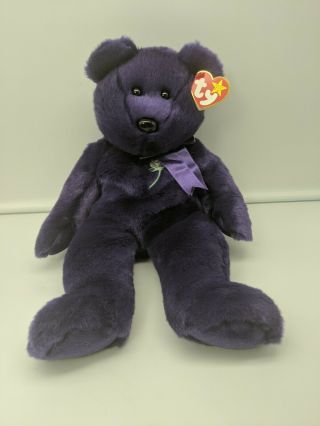 Princess Diana Princes Of Wales Purple Bear Vintage 1998 Plush Stuffed Tags