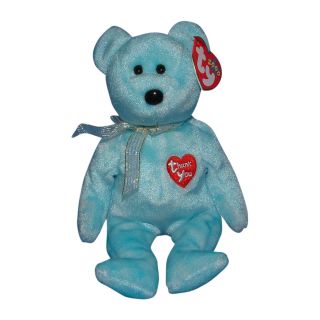 Ty Beanie Baby Thank You Bear - Mwmt (aqua Dealer Exlusive 2000)