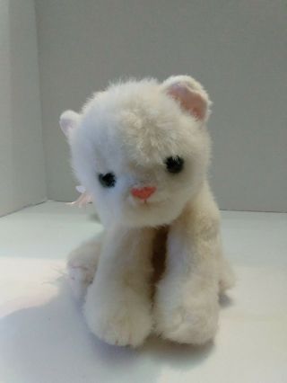 1996 Ry Classic White Crystal Kitty Cat Kitten Plush 8 " Tall Green Eyes