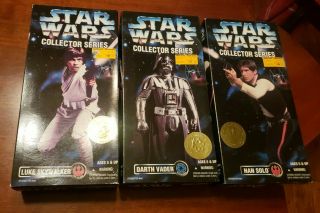 Kenner Star Wars Collector Series Luke Skywalker,  Hans Solo,  Darth Vader 12 Inch