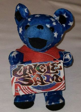 Vintage 1998 Grateful Dead Uncle Sam Bean Bear Liquid Blue 7” Plush Collectible