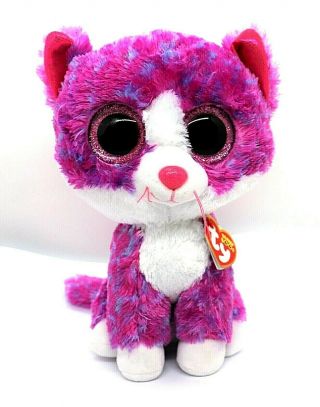 Ty Charlotte Pink & Blue Cat 9” Beanie Boo 2017 Claire 