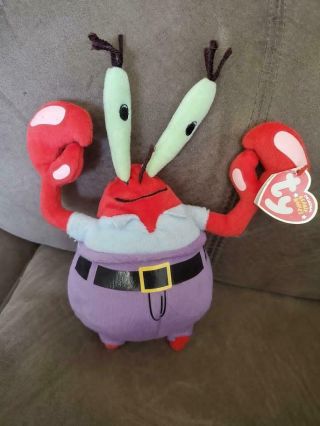 Ty Mr.  Krabs Spongebob Squarepants 8 " Beanie Plush Stuffed Toy