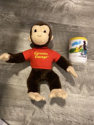 Gund 11” Plush Curious George Monkey (2001) Plush With Sippy Cup