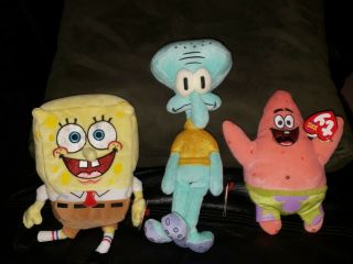 Ty Beanie Babies Squidward Tentacles Plush Spongebob Square Pants Patrick