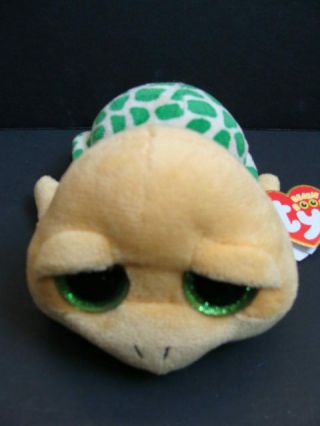 Nwt Ty Beanie Boos 6 " Pokey Sea Turtle Yellow Plush Boo Green Glitter Eyes