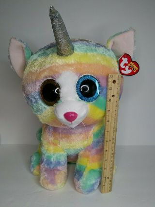 Ty Beanie Boo Heather The Rainbow Unicorn Cat Plush Stuffed Animal 16 " Kids Toy