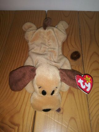 Ty Beanie Baby Bones The Dog Rare Retired With Errors Pvc Pellets