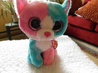Ty Beanie Boos Fiona The Cat 2014 Limited Justice Exclusive 9” Buddy Blue & Pink