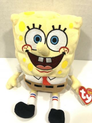 Ty Beanie Babies Sponge Bob Square Pants Plush Toy 8” 2004 Spongebob W/ Hang Tag