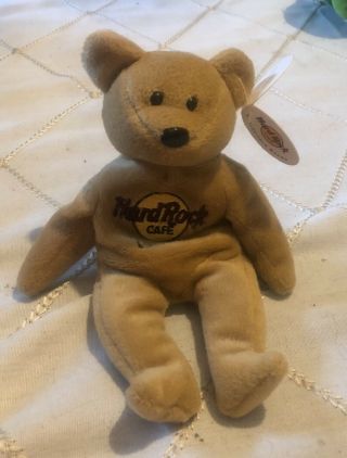 Hard Rock Cafe London Bear Plush Stuffed Beanie Bear 8” W/tag Isaac Beara