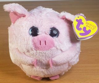 Ty Beanie Ballz - Beans The Pig (regular Size - 5 Inch) - Mwmts Stuffed Ball Toy