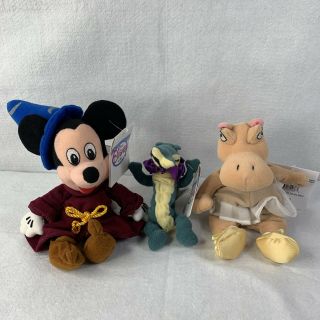 Disney Store Plush Fantasia Sorcerer Mickey Bean Bag Set Of 3 With Tags Rare