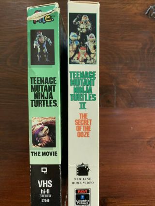 TMNT TMNT II Vhs 90s 1990s Vintage TEENAGE MUTANT NINJA TURTLES 1 & 2 3