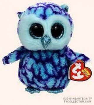 Ty Beanie Boos - Oscar The Blue Owl (6 Inch) Ew With Tags