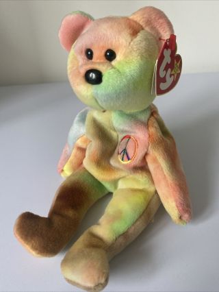 Ty Beanie Babies - Peace The Tie Dyed Bear | Year 1996 | 5th Generation