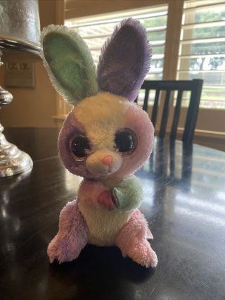 Ty Beanie Boo Bloom Easter Bunny Rabbit Plush 6” Pastel Green Purple Pink No Tag