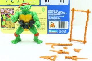 Vintage 1988 Teenage Mutant Ninja Turtles Raphael Figure W/ Full Cardback