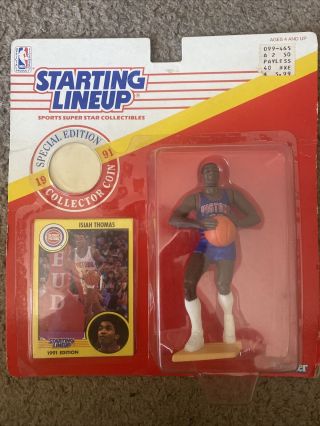Isiah Thomas 1991 Starting Lineup Detroit Pistons Action Figure Coin Missing