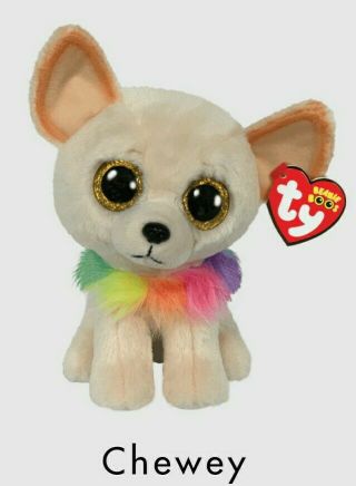 2019 Ty Beanie Boos 6 " Chewey Chihuahua Dog Animal Plush Toy Mwmts Ty Heart Tags