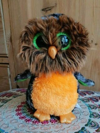 Ty Beanie Baby Boo Boos Midnight Owl Green Sparkle Eyes Plush Soft Toy 6 "