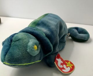 Ty Beanie Baby Rainbow Blue Green Chameleon 1997 Collectible