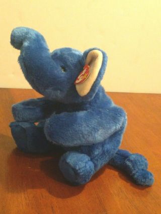 1998 Ty Beanie Buddy Peanut Royal Blue Elephant Retired 17“