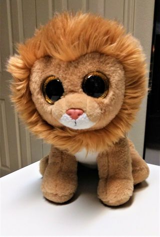 Ty Beanie Baby 9 " Louie The Lion Plush Stuffed Animal Gold Glitter Eyes