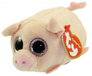 Ty Beanie Boos Teeny Tys Stackable Plush Curly The Pig 4 Inch W/heart & Tush Tag