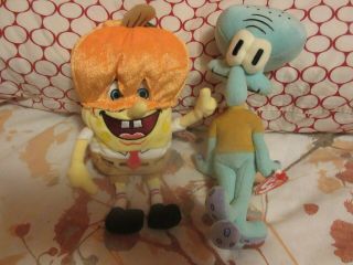 Ty Beanie Babies - Spongebob Pumpkinmask And Squidward Tentacles