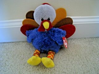 Ty,  Stuffed Turkey Beanie,  2006 Exclusive Beanie Baby Of The Month Issue.  Mint/tp