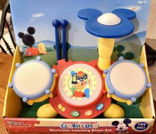 Disney Junior Mickey Mouse Clubhouse Electronic Learning Drum Set Htf Nib